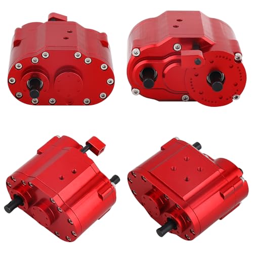 2 Speeds Transfer Case Gearbox Dual Speed Transmission Box 46x53x32mm for Axial SCX10 RC4WD D90 1/10 RC Crawler Upgrade Parts (red) - color: Red