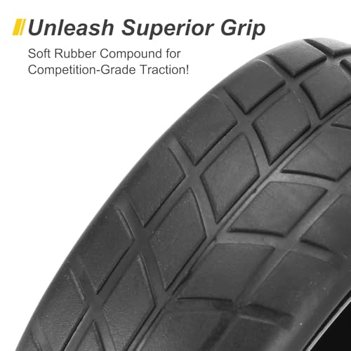 uxcell 4-Pair High-Grip RC Car Tire & Wheel Set for 1/10 Scale On-Road Touring Cars - Soft Rubber Tyres with 12mm Hubs, Black, Type H