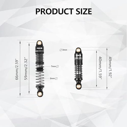 DSS18 TRX4M Shocks 59MM Oil-Filled Shock Absorber CNC Long Threaded Oil Damper For TRX4MT TRX4M Upgrades 1/18 RC Crawler,Dual Spring Suppresses Minor Vibrations and Absorbs Major Impacts - style: 59mm black