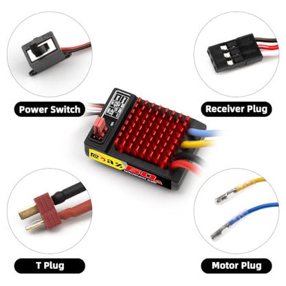 Brushed Power Combo 550 65T 3.175mm Motor 60/320A ESC BEC 6V/2A Splash-Proof for 1/10 RC Crawler Car Trx4 Trx6 Axial SCX10 II III Redcat Gen7 Gen8 V2 RC4WD D90,Slow Car(65T)