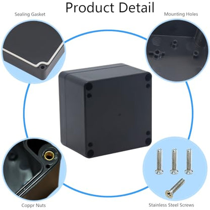 Project Box IP65 Waterproof Junction Box ABS Plastic Black Electrical Boxes DIY Electronic Project Case Power Enclosure 4.72x4.72x2.95 inch (120x120x75mm) - color: Black, size: 4.72"x4.72"x2.95"