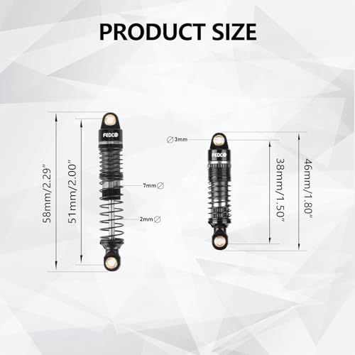DSS18 Shocks 51MM Oil-Filled Dual Spring Shock Absorber CNC Long Threaded Oil Damper With Spring For TRX4MT TRX4M Upgrades 1/18 RC Crawler - style: 51mm black