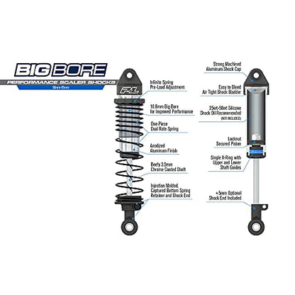 Pro-Line Racing 1/10 Big Bore Front/Rear (90mm-95mm) Scaler Shocks for Most Crawlers, PRO634300