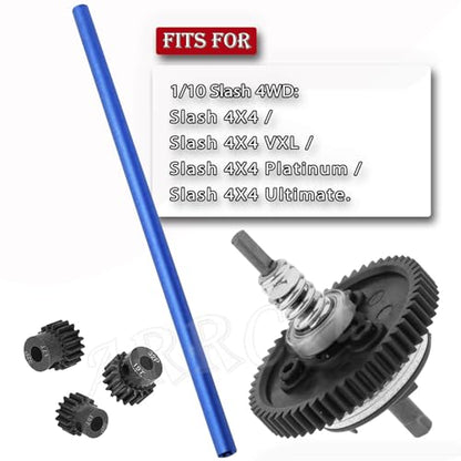 Center Driveshaft 6855 & Complete Slipper Clutch 6878 Metal Differential Gear with 32 Pitch 15T/17T/19T Pinions Gear Set for 1/10 Slash 4X4 VXL/Platinum/Ultimate,Navy Blue