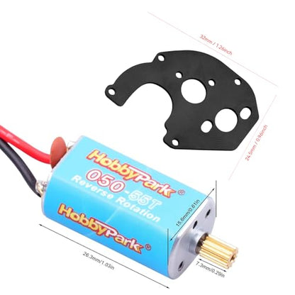 HobbyPark High Torque 050 55T Brushed Motor with Motor Mount & Pinion for Axial SCX24 Gladiator Bronco C10 JLU Deadbolt B-17 1/24 Crawler Upgrades Parts
