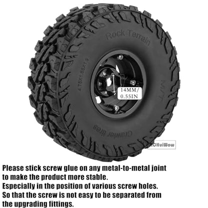 RC Alloy 1.9" Beadlock Wheels and Tires for 1/10 RC Crawler TRX4 SCX10 SCX10 III 90046 D90,1.9 RC Wheels and Tires 1.9 Beadlock Tires RC Rims,4 Packs,Black - color: Black(4pcs)