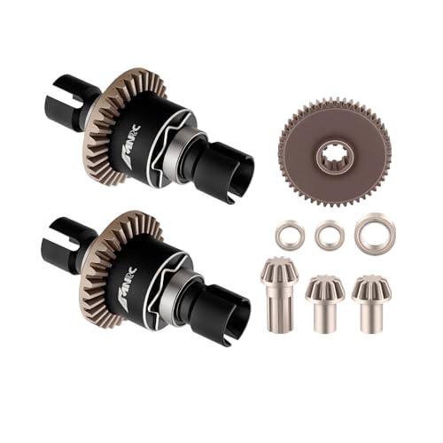 Alloy Front Rear Differential Diff & Spur Input Gear Kit for HyperGO 1/16 H16BM H16PL H16GT H16DR 16207 16208 16209 16210 1/14 H14BM 14209 14210 14301 14303 Upgrades Part Black - color: Black