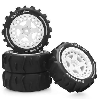 1/14 RC Wheels and Tires, daitoku 12mm Hex Hub RC Car Beach Tires for ARRMA 1/14 Typhon GROM - White - color: White