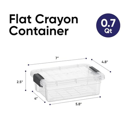 Superio Mini Storage Container Plastic Crayon Box Art Supplies and Sewing Case Stackable Clear Small Organizer for Beads, Stationery, Chalk, and Food, 0.7 Quart, 2 Pack - size: 0.7 Quarts, style: 2 Pack