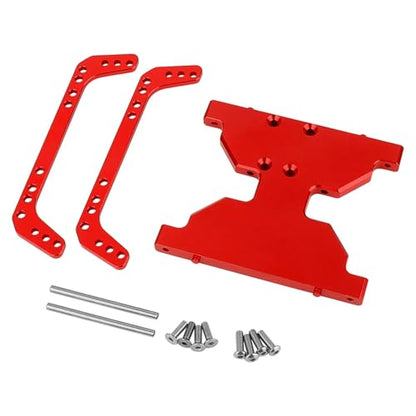 New Aluminum Chassis Skid Plate Metal Transmission Plate for 1/10 RC Crawler for Axial for Capra 1.9 UTB F9 AXI03004 Upgrade Parts(Red) - color: Red