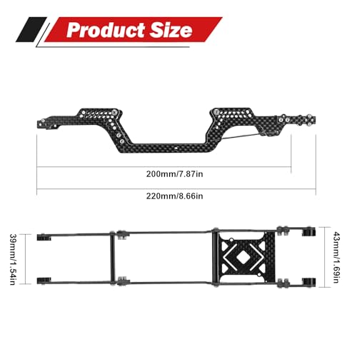 INJORA 39g Universal LCG Carbon Fiber Chassis Frame Kit for 1/18 TRX4M - size: A
