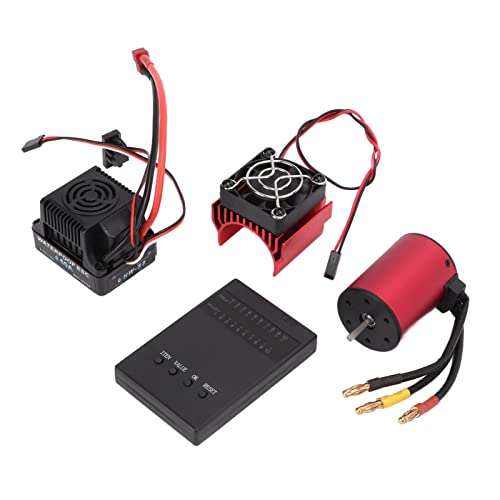 S3650 3900KV Brushless Motor 60A ESC Combo, High Torque 4 Pole 12 Slot RC Motor with Heat Sink and Programming Card for 1/10 Scale 2S 3S RC Car