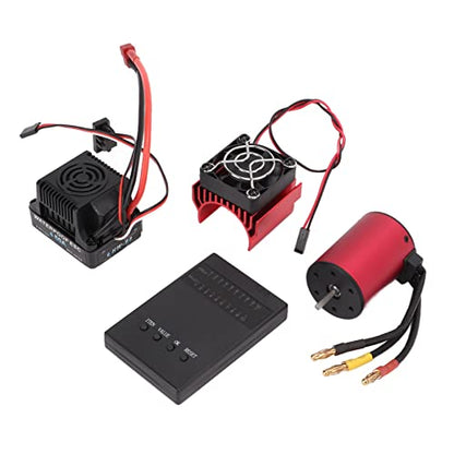 S3650 3900KV Brushless Motor 60A ESC Combo, High Torque 4 Pole 12 Slot RC Motor with Heat Sink and Programming Card for 1/10 Scale 2S 3S RC Car