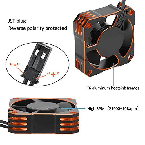 RC Motor Cooling Fan,21000RPM High Speed Cooling,Brushless Motor Fan 35mm 8.5V for 1/10 1/12 1/8 RC Cars Trucks Drones Racing (Orange)