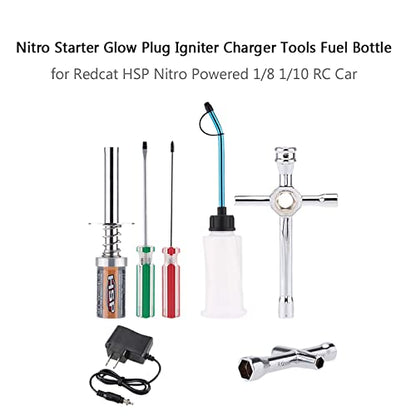 Goolsky Nitro Starter Glow Plug Igniter Charger Tools Fuel Bottle Combo for Redcat HSP Nitro Powered 1/8 1/10 RC Car