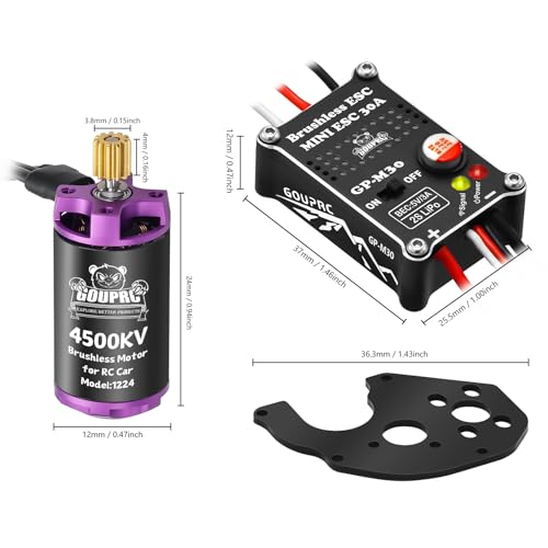 GOUPRC 1224 4500KV Brushless Outrunner Motor & Motor Mount & Upgrade 30A Brushless Esc for SCX24 RC Crawler Axial 1/24 RC Crawler Buggy Truck - style: Motor & ESC & Mount