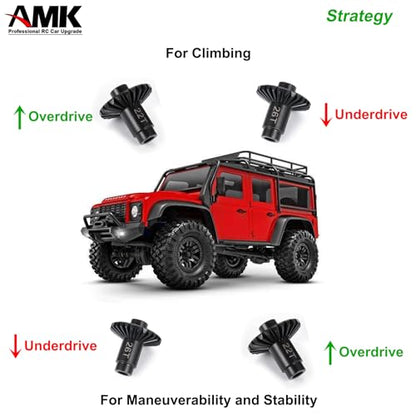 AMK Steel TRX4M Bevel Gear, Differential 12T-26T Underdrive 12T-22T Overdrive Diff Gears Ring Pinion Set for 1/18 RC Crawler TRX4M Upgrades