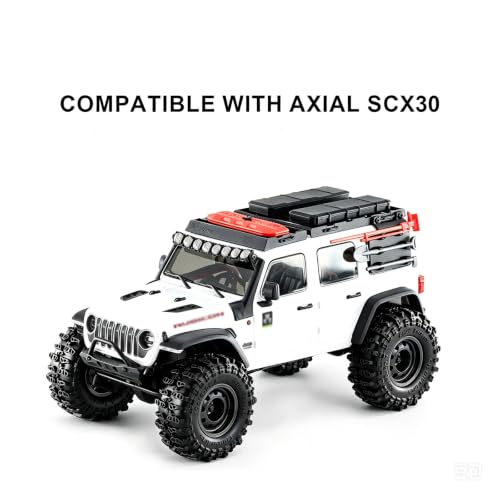 0.7" Beadlock Wheels and Tires for 1/30 Scale Axial SCX30 RC Crawler (Black) - color: Black