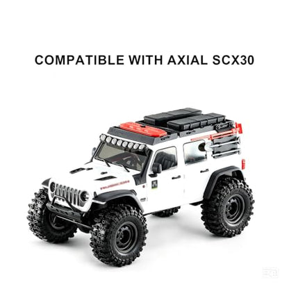0.7" Beadlock Wheels and Tires for 1/30 Scale Axial SCX30 RC Crawler (Black) - color: Black