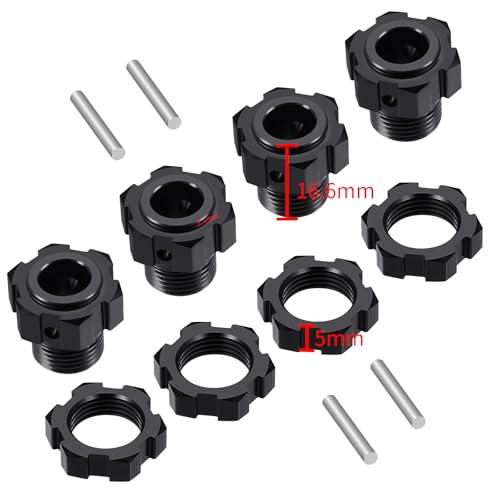 4Pack JGGZONE Aluminum 17mm Splined Wheel Hex Hub Extension Adapter Drive Hub with Nuts Compatible with 1/8 ARRMA KRATON EXB Upgrade Replacement Parts