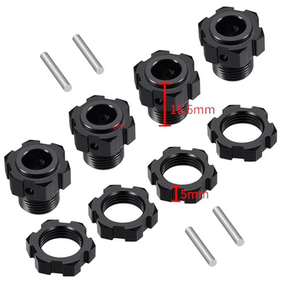 4Pack JGGZONE Aluminum 17mm Splined Wheel Hex Hub Extension Adapter Drive Hub with Nuts Compatible with 1/8 ARRMA KRATON EXB Upgrade Replacement Parts