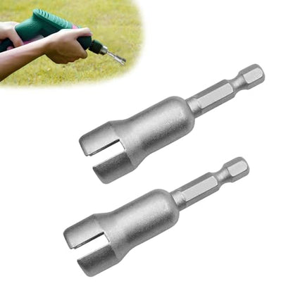 2 PCS Butterfly Hole Socket Wrench, Wing Nut Drill Bit Socket Wrenches Tools Set, Hex Shank Nut, Universal Automobile Accessories (Silver 2.5In Height)
