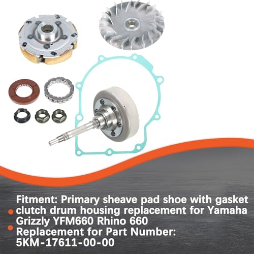 labwork Primary Sheave Pad Shoe with Gasket Clutch Drum Housing | Replacement for Yamaha Grizzly YFM660 Rhino 660 5KM-17611-00-00