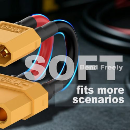 12AWG XT90 to XT60 Adapter XT60 to XT90 Cable (4 Pack) | XT60 to xt90 male female for RC Lipo Battery Drone xt60 male to xt90 female xt90 male to xt60 female - size: XT90-XT60