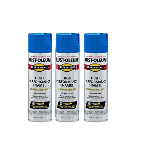Rust-Oleum Professional High Performance Gloss Safety Blue Spray Paint | Rust Prevention, Corrosion Resistant Coating, Industrial Maintenance, Any Angle Spray, Metal Equipment Protection, 15 oz - color: Gloss Safety Blue, size: 15 Ounce (Pack of 3)