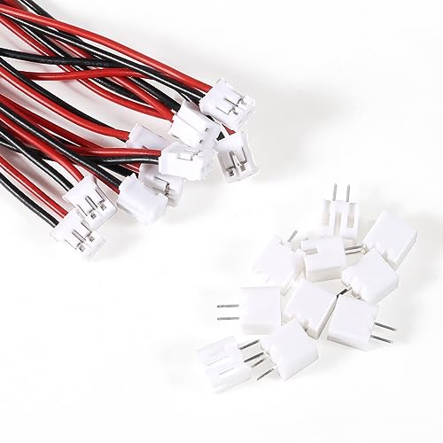 Alinan 20pcs Jst 2.0 Ph 2 Pin Connector Plug, Included 10pcs Mini 2 Pin Jst Ph2.0 26AWG Female Connector Plug with 300mm Cable Wire and 10pcs Micro Jst Ph2.0mm 2Pin Male Connector Plug - color: 2Pin 26AWG 300mm Cable