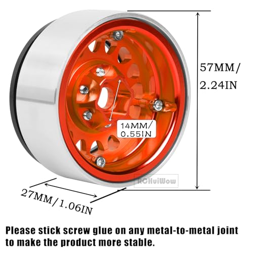 1.9in Beadlock for 1/10 SCX10 SCX10 II 90046 SCX10 III TRX-4 D90,Alloy Aluminum Heavy Duty 1.9in rc Beadlock 1.9in Beadlock Rims,4pcs,Orange - color: Orange(4pcs)