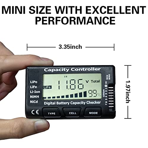lipo Battery Checker Battery Tester Controller Tester | Voltage Tester for LiPo/Life/Li-ion/NiCd/NiMH Digital Battery Capacity Checker