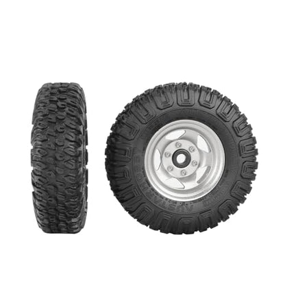 4PCS RC Car 1.55 Inch Tyres Aluminum Alloy Metal Beadlock Wheel Rim and Rubber Tires for 1/10 RC Crawler Car for Axial AX90069 D90 TF2 Tamiya CC01 LC70 MST JIMNY(85mm-5Spoke Silver) - color: 85mm-5Spoke Silver