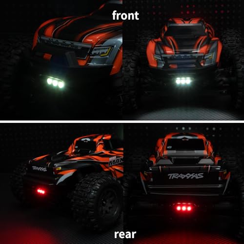 LSG RC LED Light Kit Headlight Taillight Set for Tra-xxas 1/16 Mini Maxx 2S | Front Rear Lamp RC Upgrade Parts with Zip Ties & Screws