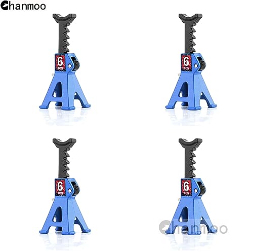 1/24 RC Toy Jack Stands 1/18 Simulation 6 Ton Metal Adjustable Mini Jacks Stand for 1:18 1:24 Scale Crawler Car Axial SCX24 Kyosho Tamiya HSP FCX24 TRX4M SCX24 AX24 Ford Bronco (Blue, 4 PCS) - color: Blue