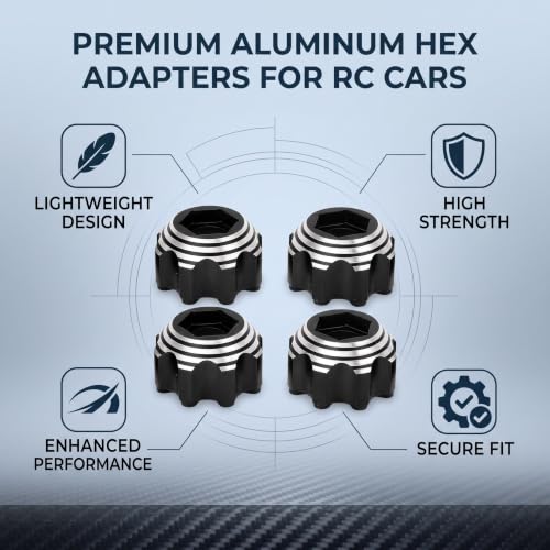 VBESTLIFE RC Wheel Hex Adapters, Aluminum Alloy 8x32 to 17mm Hex Adapters for 8x32 3.8in Wheels Electric Car Truck (Black) - color: Black