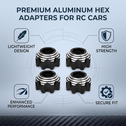 VBESTLIFE RC Wheel Hex Adapters, Aluminum Alloy 8x32 to 17mm Hex Adapters for 8x32 3.8in Wheels Electric Car Truck (Black) - color: Black