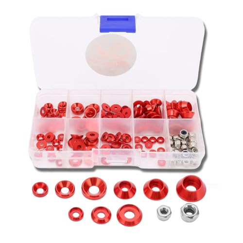 HERCHR Aluminum Alloy Cone Cup Head Screw Gasket Washer Counterbore Washers Gaskets Cup Shim Conical Washer Shim - color: red