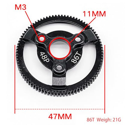 RC 48P 86T Spur Gear Hardened Steel Spur Gear Upgrades Part for Traxxas 1/10 Slash Stampede Rustler Bandit 2WD VXL XL-5 F-150 SVT, (86T) - size: 48P-Spur Gear-86T