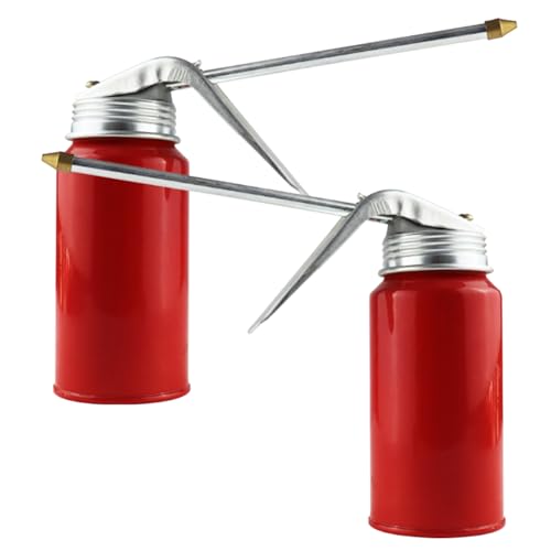 2PCS Oil Can Pump Oiler, Tank Pump Lubricator, Engine Oil Dispenser, 200ml Gun Oiler Spray Can, Manual Oil Gun With Rigid Spout for Auto Motorcycles Applications Oil Lube Systems