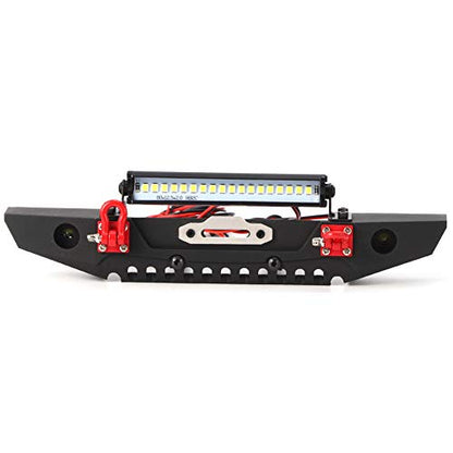 Heavy Duty Metal Anticollision Front Bumper with LED Light Bar for SCX10 90046 1 10 Scale RC Crawler Car Accessories Upgrade Parts