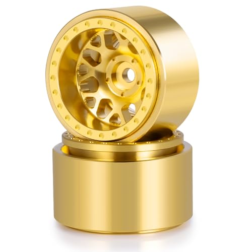 1.0 Plus RC Beadlock Brass Wheel Hub 60g/pcs 1.26 Inch Beadlock Wheels Negative Offset Wheel Rims for Axial SCX24 TRX4M FCX24 Redcat Ascent-18 1/24 1/18 RC Crawler, 4PCS/Set