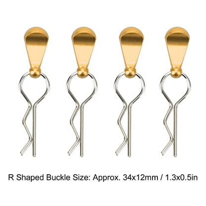 4Pcs RC Car Body Clips with Pull Tabs, Stainless Steel Universal Car Clips for 1 8 1 10 Remote Control Car Upgrade Parts (Gold) - color: Gold