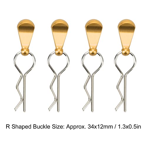 Stainless Steel Body Clips with Pull Tabs for 1/10 RC Car, Aluminum Alloy Upgrade Parts for 1/8 1/10 Remote Control Car Remote Control Car Body Clips Pull Tabs (Gold) - color: Gold