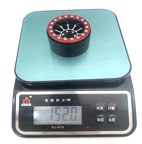 1.9 Beadlock Wheels Rims -152g Super Heavy Duty Deep Dish 32mm Wide for RC 1/10 Crawler TRX4 SCX10 Gen8 Upgrades SCX10 Remote Control Car Upgrades Accessories (Silver & Red) - color: Silver & Red