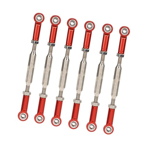 Zopsc 6Pcs 88mm Aluminum Alloy Push Rods, Adjustable Turnbuckle Linkages for RC Car Upgrade Parts Red - color: Red