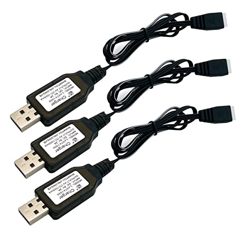 3Packs 7.4V 2S LiPo Battery USB Charger Cable 1A Fast Charging with XH-3P Connector for RC Car Truck Rock Crawler FPV Drone Airplane Boat Racing Quadcopter Helicopter Airsoft SCX24