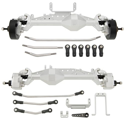MEUS RACING Capra 1.9 Portal Axles Kit with Isokinetic 3-Section CVDs and Ackerman Steering Structure for Axial Capra 1.9 4X4 and DIY SCX10 SCX10 II Upgrades Parts (Silver - 4WS) - color: 4ws-silver