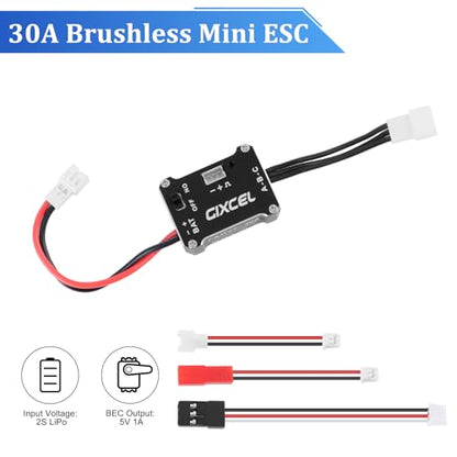 30A Brushless ESC for TRX4M SCX24 Micro RC Crawlers Upgrades | Compact 30A brushless ESC delivers smooth throttle response and reliable power for 1/18 and 1/24 micro crawlers