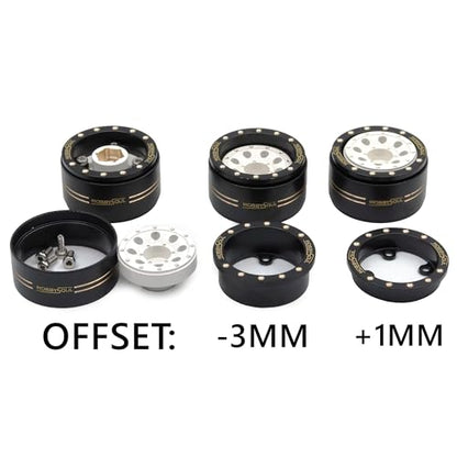 Adjustable Offset 1.0 Beadlock Wheels Brass Rims Weight 44g/Rim for RC Micro Crawler 1/18 TRX4M 1/24 Axial SCX24 90081, (4-Pack, HS701452) - color: Black & White